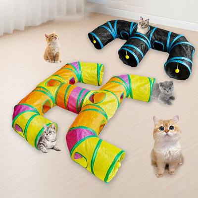 Polyester+Steel Wire Cat Tunnel Tube Foldable Cat Maze Tunnel Portable Pet Fun Play Toy Puppy