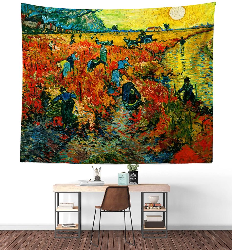 Van Goghova umělecká tapiserie Abstraktní hippie tapiserie Tapiserie s vintage estetikou Nástěnné závěsy Umění Obývací pokoj Ložnice Kolej