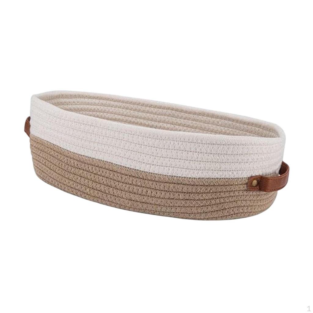 Cotton Rope Woven Basket Bathroom Organizer Bin Modern Sturdy Storage with Handles for