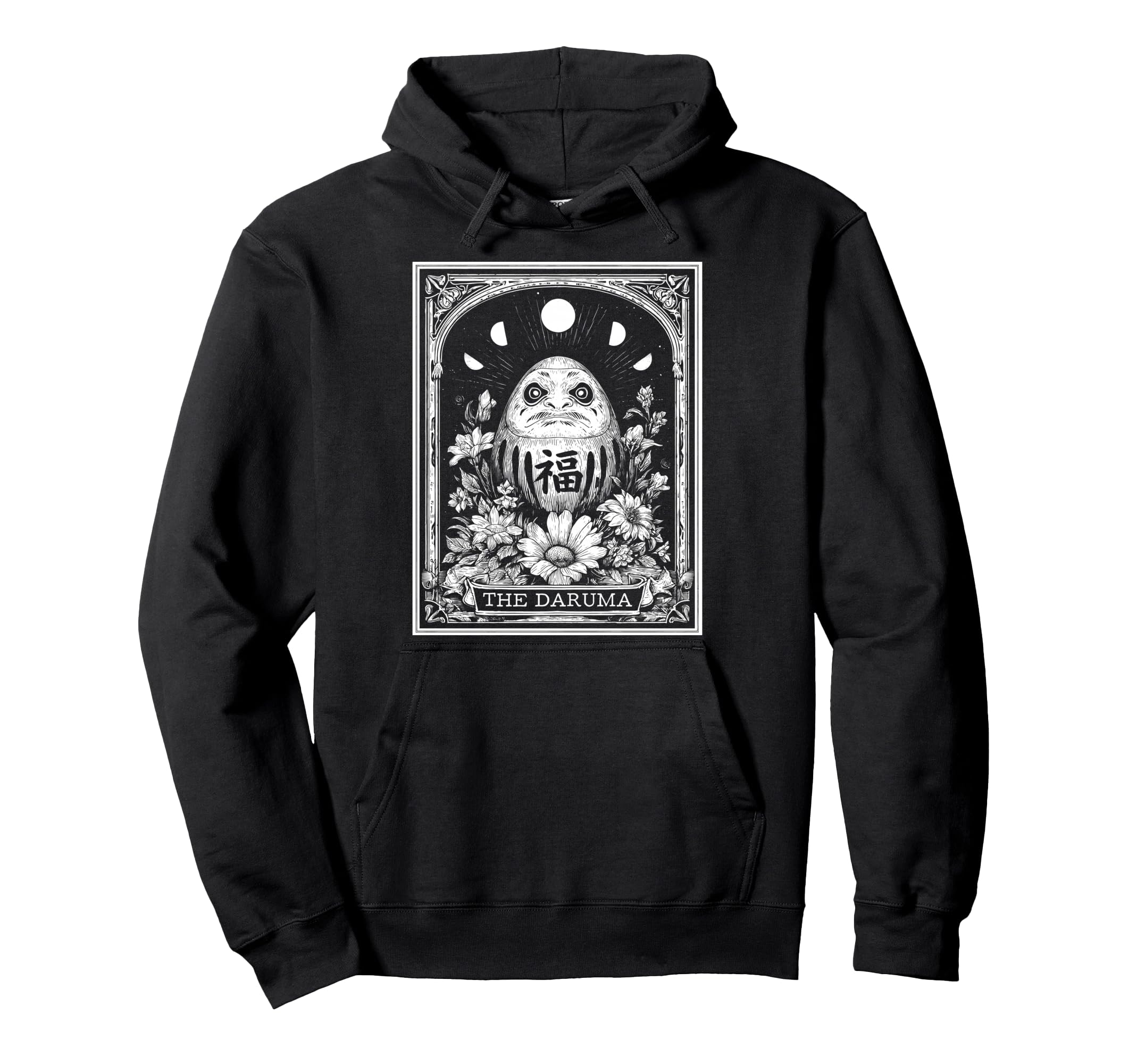 

Daruma Lucky Doll Japan Tarot Card Witch Moon Hoodie чёрный
