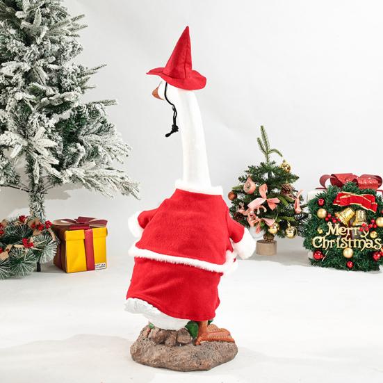 Christmas Porch Goose Outfits Red Skirt with Hat Outdoor Goose Xmas Costume Accessory for 17 Inch or 23 Inch Goose Statue