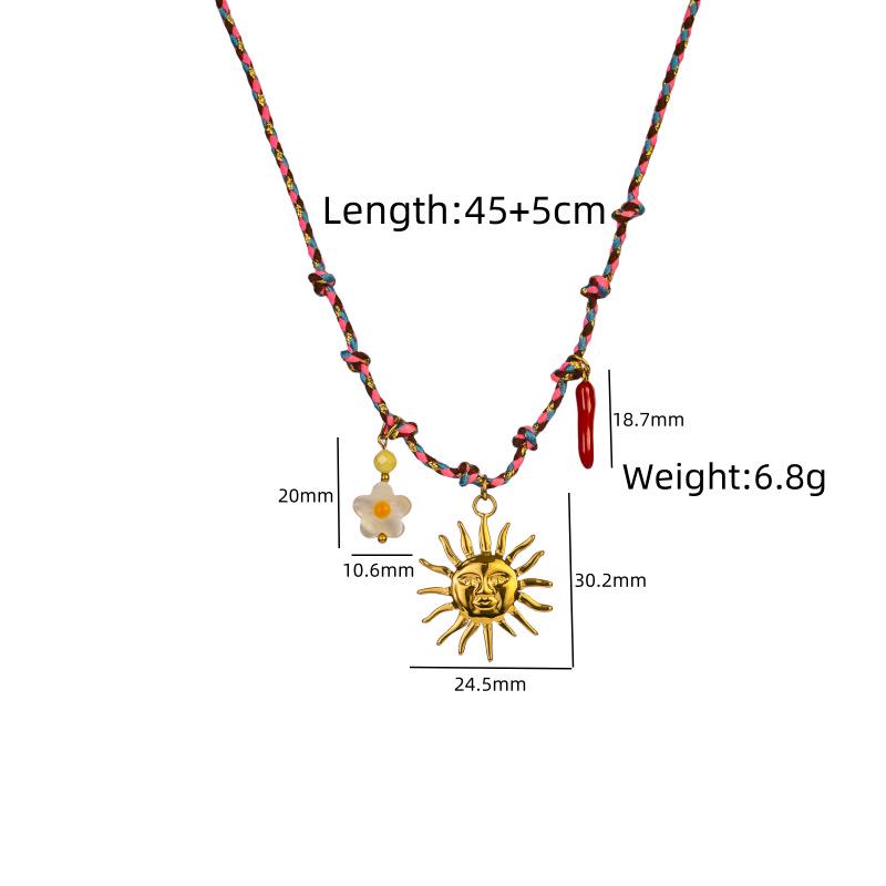 European & American Design Dopamine Color Rope Necklace with Ocean Series Pendant