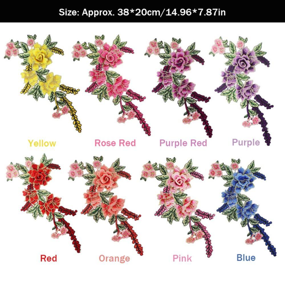 Polyester Fiber Embroidery Flower Patch DIY Handmade Floral Patches Fashion Sew On Patch  Hat