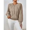 Women Crew Neck Cable Knit Sweater Long Sleeve Loose Pullover Jumper Soft Casual Knit Top For Autumn Winter Daily Wear