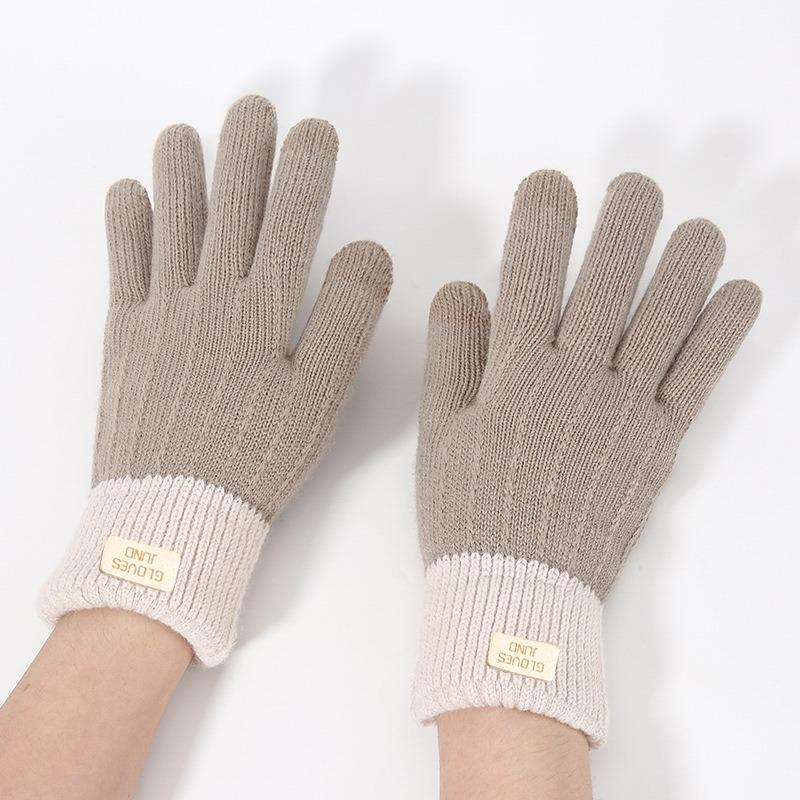 Touch screen gloves women's winter stall velvet thickened warm outdoor jacquard knitting touch screen warm