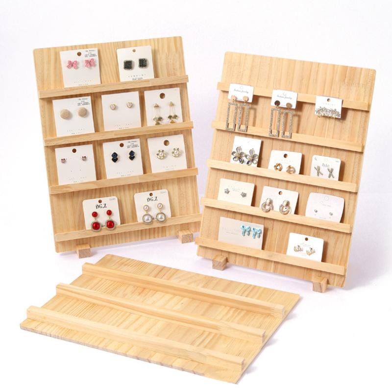 Ohrring-Aufsteller aus Holz 3/4/5 Ebenen Schmuck Ohrring-Aufsteller Holz Ohrringkartenhalter Für Zuhause Laden Organisation