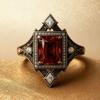 European and American new fashionable retro red zircon inlaid personalized versatile men's and women's rings