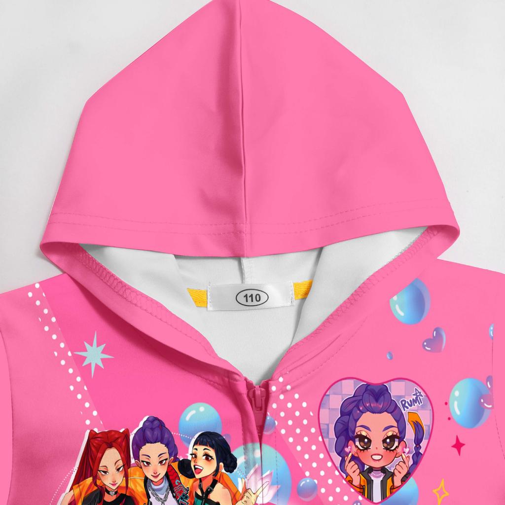 Girls Hoodie 3D Cartoon Jacket Sweatshirt Music Zip Hooded Long Sleeve Tops