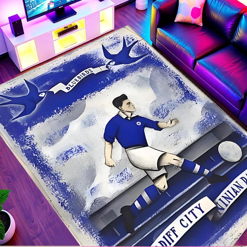 Cardiff City FC Print Rug, Washable Floor Carpet, For Entryway Dorm Laundry Room Office Study, Home Decor Birthday Christmas Gift