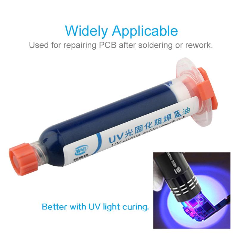 10ML UV-Lichthärtende Lötstopplack-Tinte Blau Schweißöl für Leiterplatten BGA Leiterplatten Schutz Lötflussmittel Reparaturwerkzeug