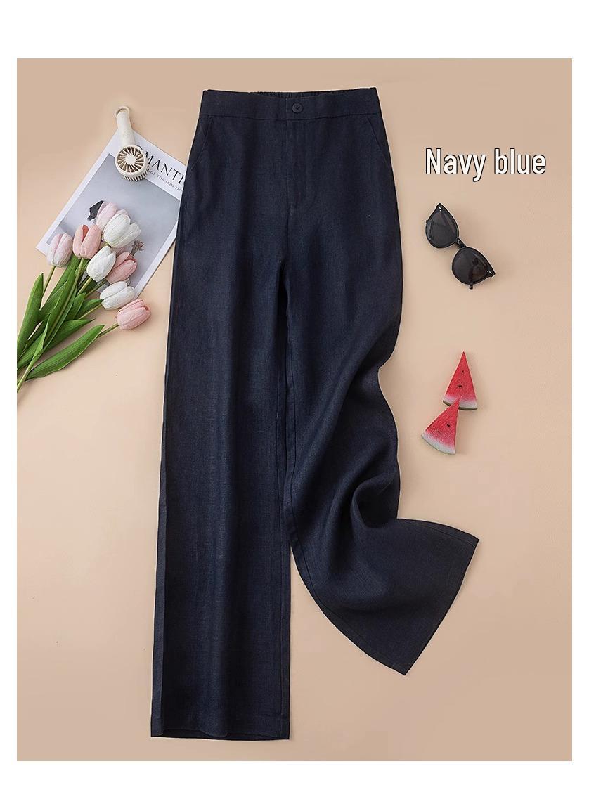 2026 Spring/Summer Japanese Style High-Waisted Linen Wide-Leg Pants - Women s Fashion Extra Large