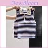 Hanbok Striped Tank Top With Zipper For Summer Casual Womens Fashion
