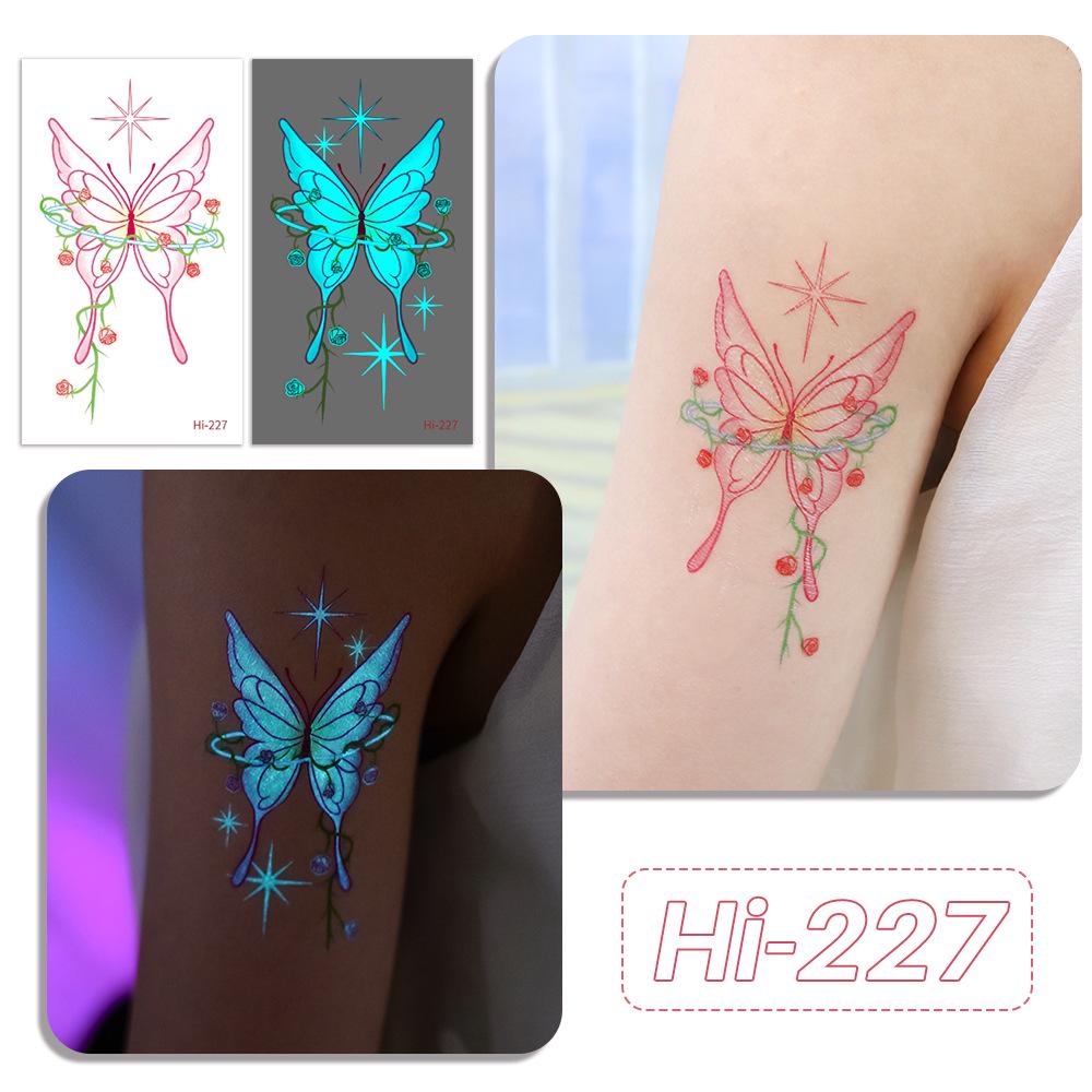 Rikaron Waterproof Luminous Butterfly Tattoo Stickers - Long-lasting, Realistic, Simple Japanese Washable Design for Dopamine Aesthetic.