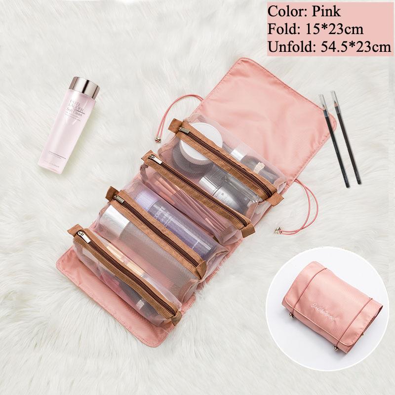 Cosmetic Bag for Women Zipper Mesh Separable Cosmetics Pouch Ladies Foldable Nylon Bag