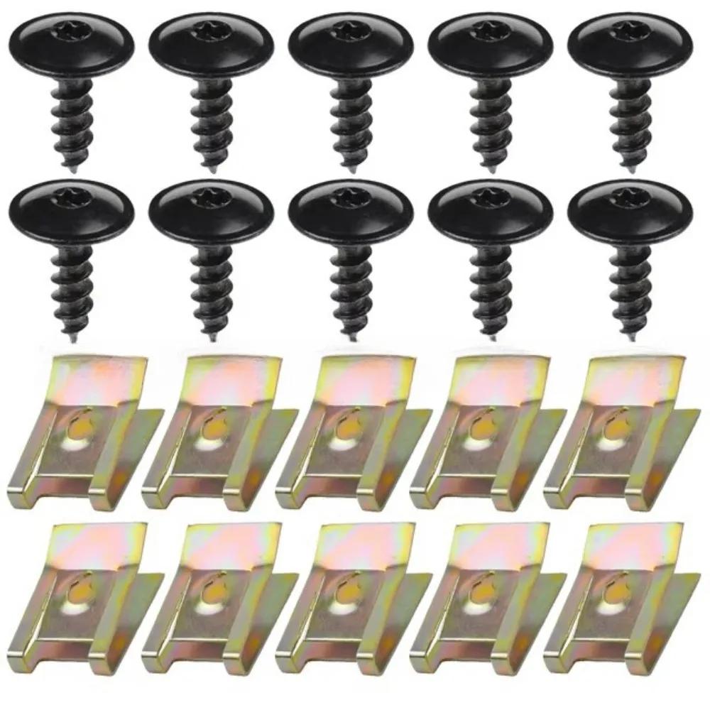 Car Interior Modification Accessories 20 Pcs Automotive U Clips – Metal Screw Fasteners for Fender Bumper Protection,