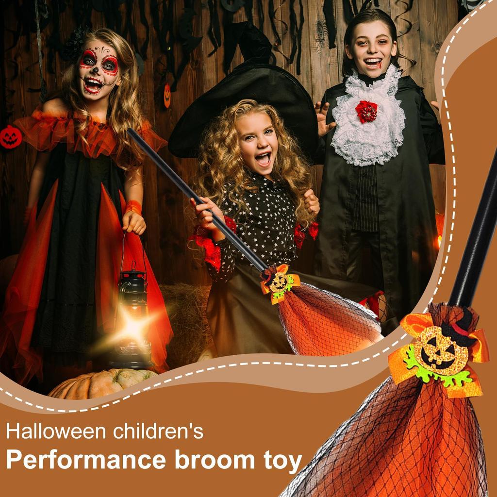 Kids Witch Broom Witch Costume Toy Broom for Girls Cosplay Props Pretend Play Accessories for Trick-or-Treat Children Boys