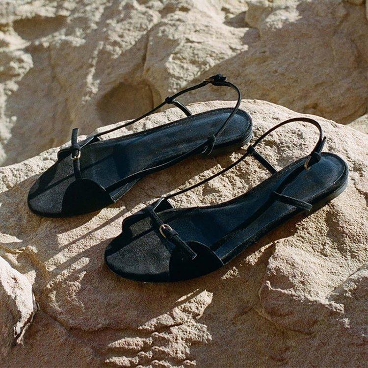 

Retro word with sandals women s niche design low heel flat beach sandals 39 чорний