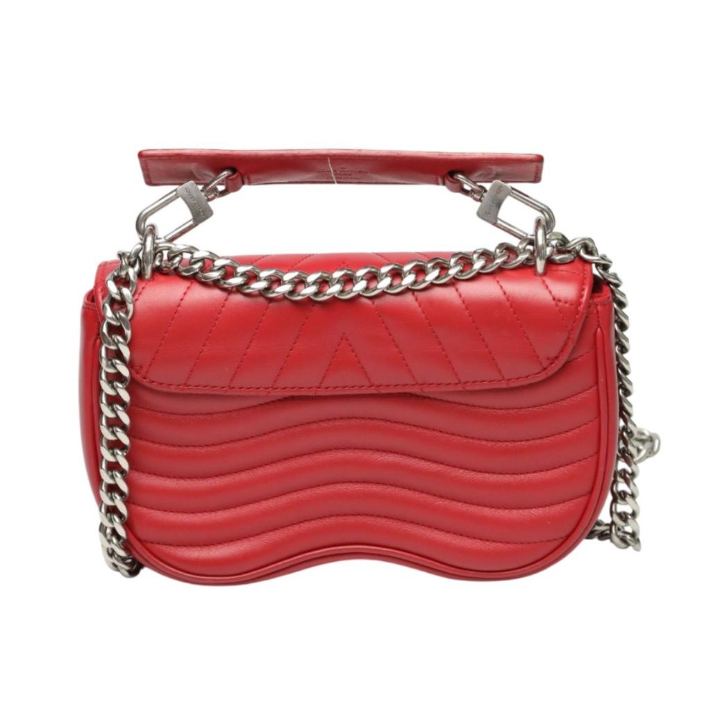 LOUIS VUITTON Chain tote New Wave Shoulder Bag leather Red Women M51930 Used