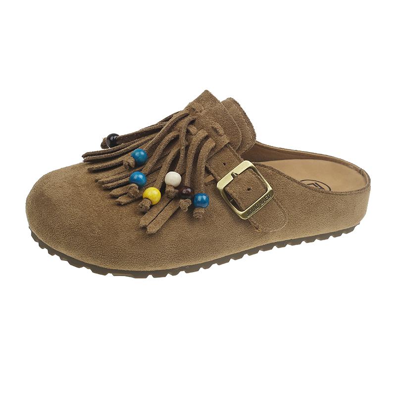 Fashion Retro 2025 New Platform Baotou Lazy Flat Comfortable Bohemian Ethnic Slippers