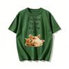 Camiseta de Algodón Puro Confortante de Gato Jugando para Adultos y Niños Perezosa y Casual Perfecta para Estar en Casa o Fiestas