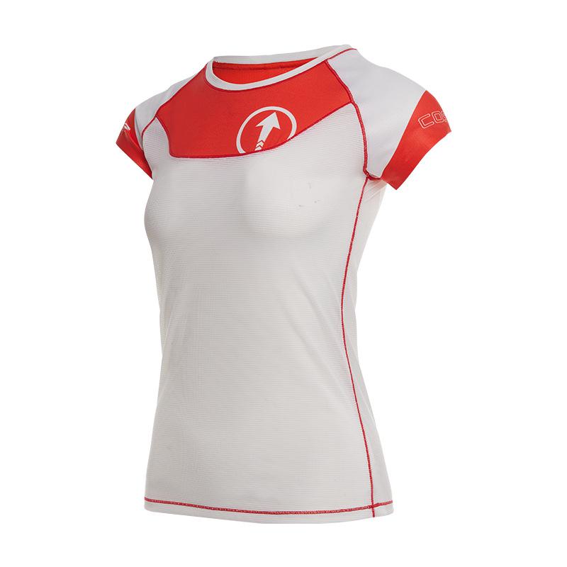 

Женская быстросохнущая футболка для фитнеса с коротким рукавом и цветными блоками L 105-120 lbs белый