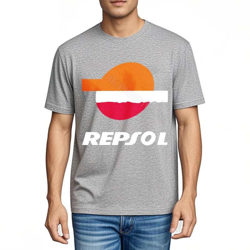 Lustiges T-Shirt Streetwear Weiches Baumwoll-T-Shirt Repsol Logo Auf Schwarzem Shirt Erwachsenen Kurzarmshirt Anime Minimalistisches T-Shirt Kurz
