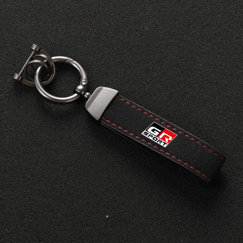 

1Pcs High Quality Suede Leather Keychain Key Rings For Toyota GR Sport C-HR RAV4 Corolla Yaris Avensis Prado Prius Auto Keychain чёрный