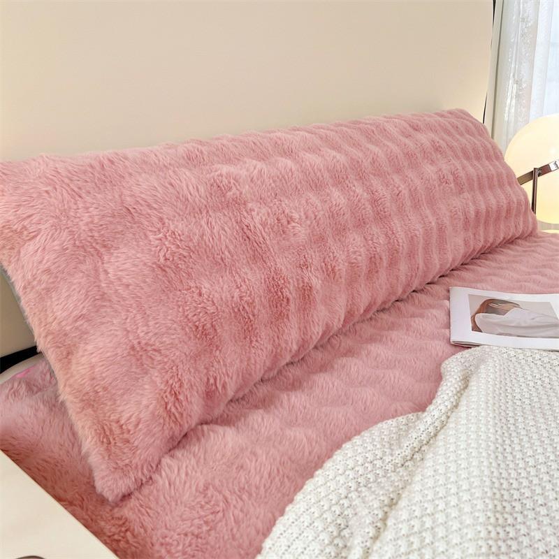 Extra Thick Milk Fleece Pillowcase Double Bed Anti-Oil Stain Long Size 150cm 180cm Soft Plush Pillow Cover