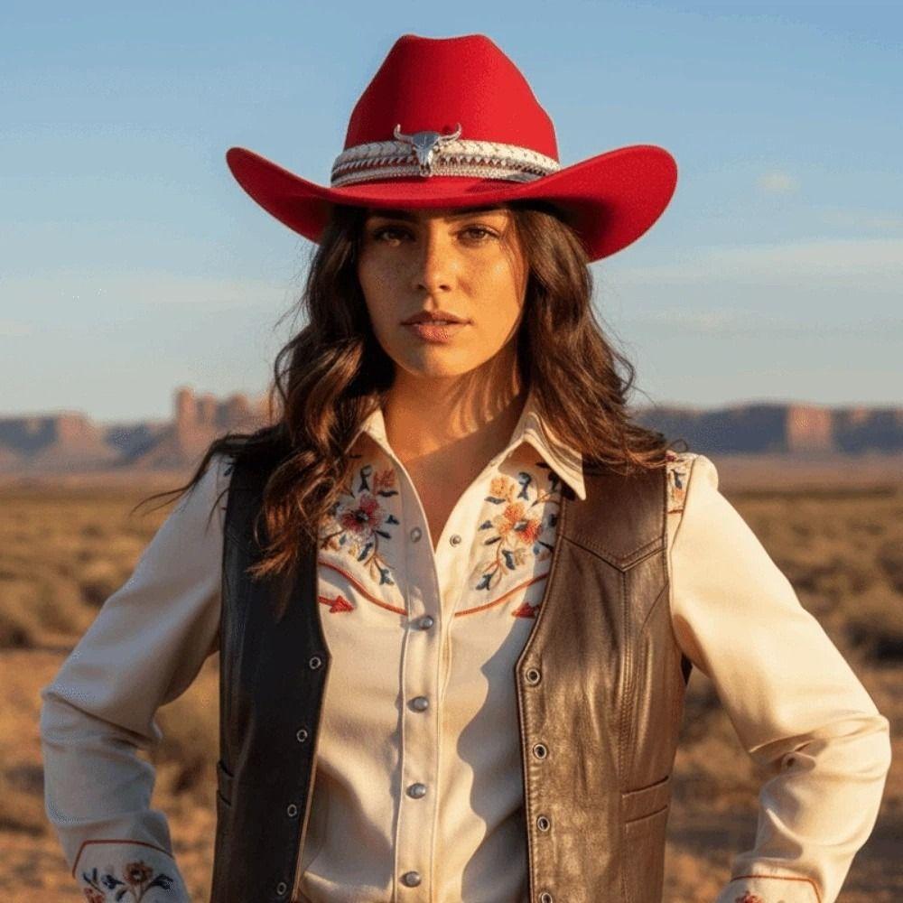 Wollene Western-Cowboy-Kappe Atmungsaktiver tibetischer Hut Coole Sonnenschutz-Ritterkappe Herren