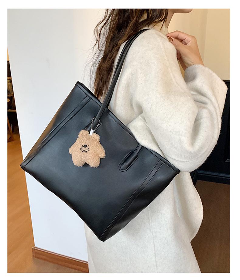 

Женская наплечная сумка большой вместимости - Универсальная сумка-тоут для поездок на работу и компьютеров, Идеально подходит для осени и зимы No pendants чёрный