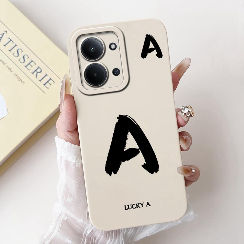 For Xiaomi Poco C85 4G Lucky Initial Letter Phone Case For Poco C85 C 85 4G Soft Silicone Shockproof Cases Bumpers