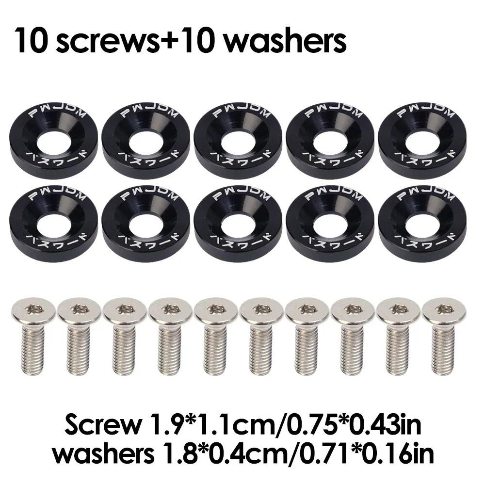 M6 Anodized Aluminum Fender Screw Washers Bolts for Automobile Fender Headlight Bumper Car Modified Fasteners JDM Fender Washers