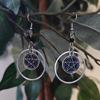 Witchy Celestial Sun Moon Dangle Earrings Black Crystal Drop Earrings for Women Halloween Gothic Pagan Stainless Steel Jewelry