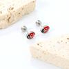 Cute Girls Ladybug Animal Enamel Stud Earrings Twist Pack for Children/Teenagers Titanium Steel 1pairs Drip-Oil Insect Piercing