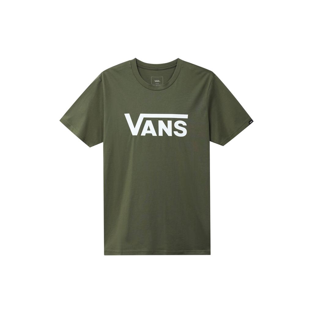 Vans Simple Letter Logo Print Round Neck Short Sleeve T-Shirt Men Tops Army-Green VN0A4MM6KCZ