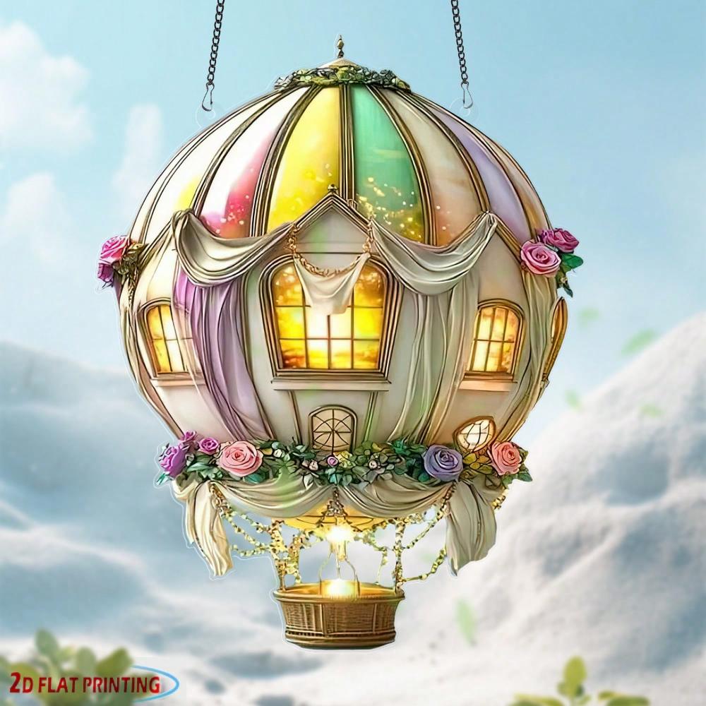 Wedding Hot Air Balloon, 2D Flat Acrylic, Decoration, Pendant, Suitable for Windows, Living Room, Party, Gifts, Christmas, Halloween