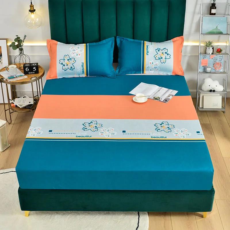 Pure Cotton Thickened Brushed Mattress Cover Breathable Double Skin-friendly Dust Cover 180*200
