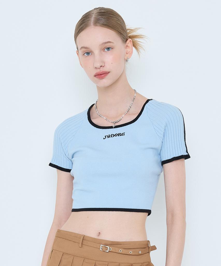 LARTIGENT L4 Line Crop Knit(Sky Blue)