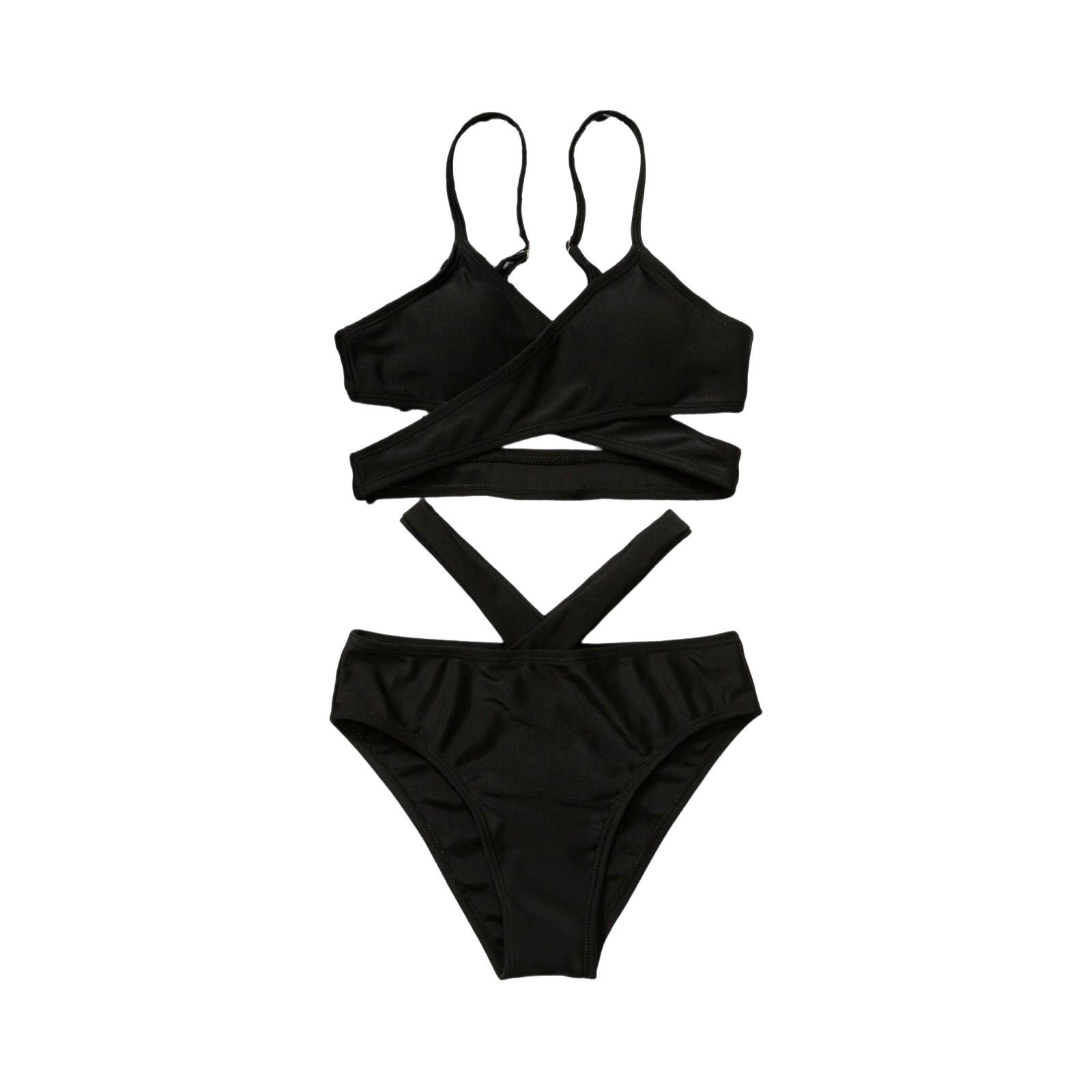 

Комплект купальника бикини для девочек - Подростковый раздельный купальник для детей старшего возраста 160 чёрный