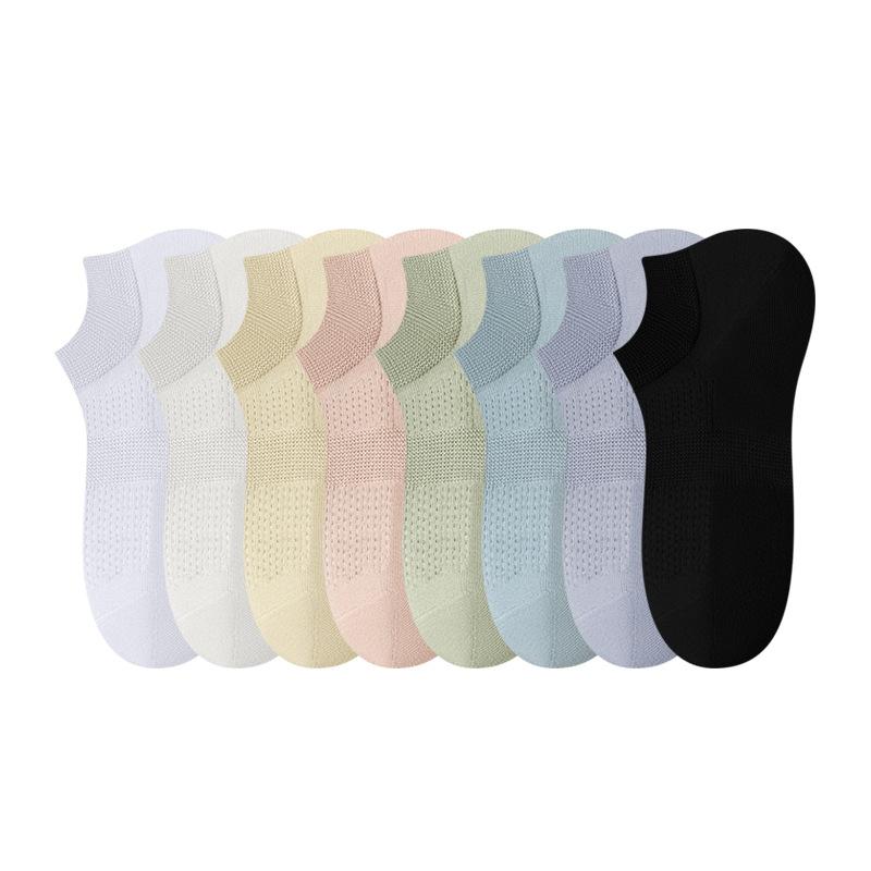 Socks Summer Thin Mesh Breathable Boat Socks 7A Antibacterial And Anti-Odor Cotton Socks Versatile Solid Color Socks Pure Cotton Socks