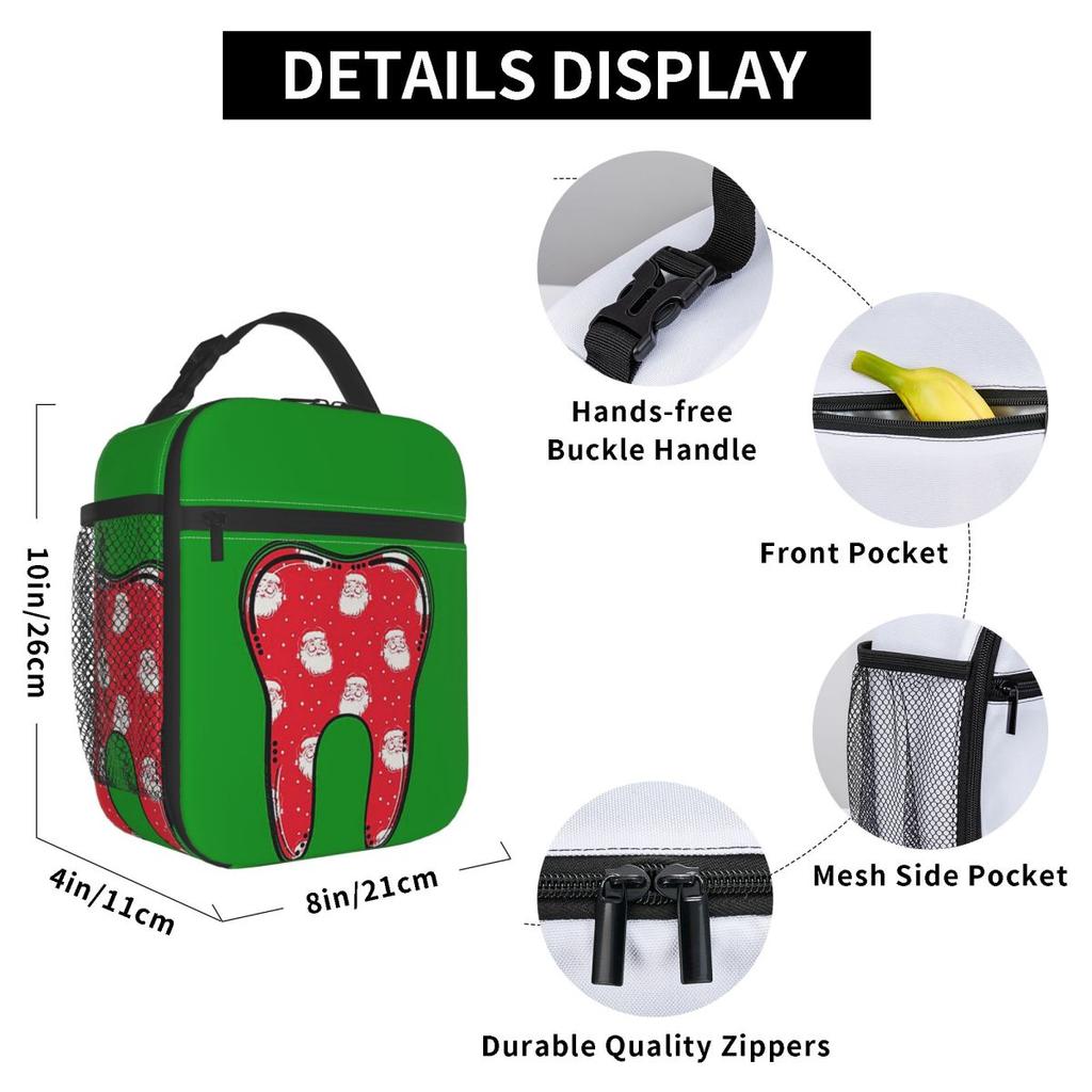 Christmas Tooth Dentist Dental Assistant Hygienist Insulated Lunch Bag for Kids School Cooler Thermal Food Box Tote Lunch Boxes