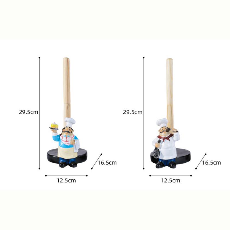 European Style Chef Tissue Holder Creative Resin Decor Crafts Restaurant Chef Sculpture Roll Paper Storage Rack Home Decoration
