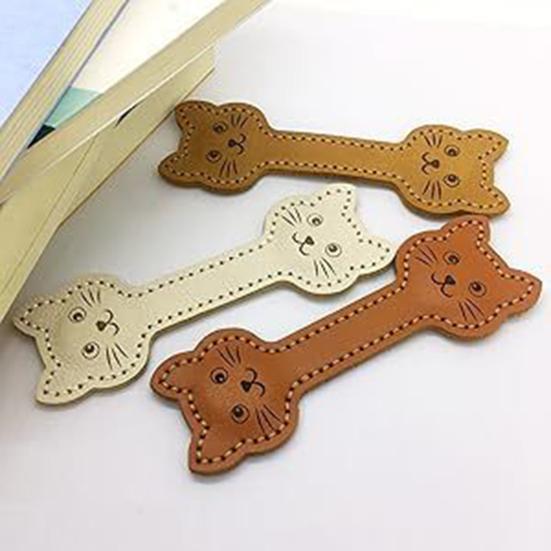 3 Pcs Magnetic Faux Leather Bookmark Cute Cat Face/Paw Shape Strong Magnet Page Clips Reading Accessory for Book Lovers Teachers Students Reader
