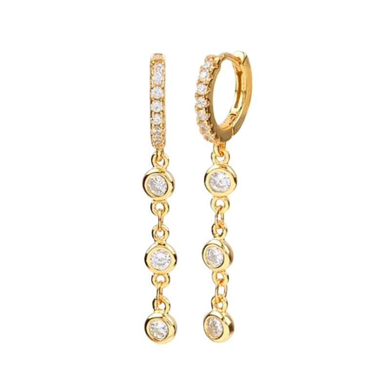 925 Silver Ear Needle White Crystal Gold Earrings for Women Luxury Water drop/Heart/Flower Pendant Earring Fine Jewelry