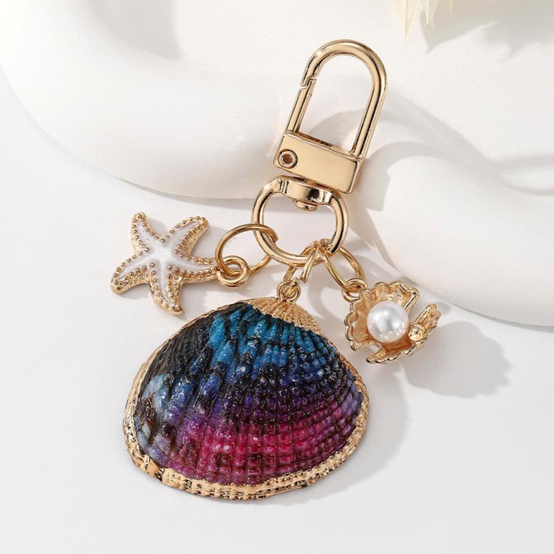 1PC Starfish Shell Fashionable Keychain Creative Keyring Pendant Naturally Conch Bag Charm Asymmetric Shell