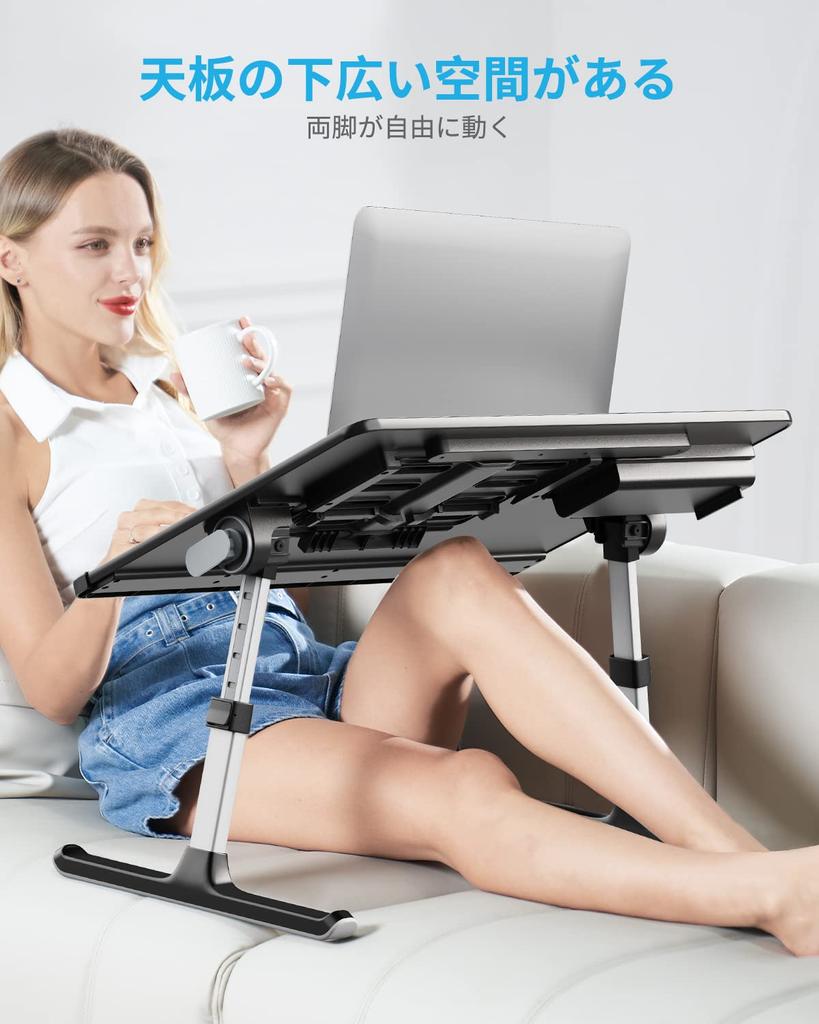 SAIJI Faltbarer Mini-Tisch Stabilität Niedriges Bett Laptop Große Kapazität Winkel und Höhe Buchständer PVC 40kg Belastung Wohnen K7 "Verbesserte Version" Schreibtisch, Tisch,