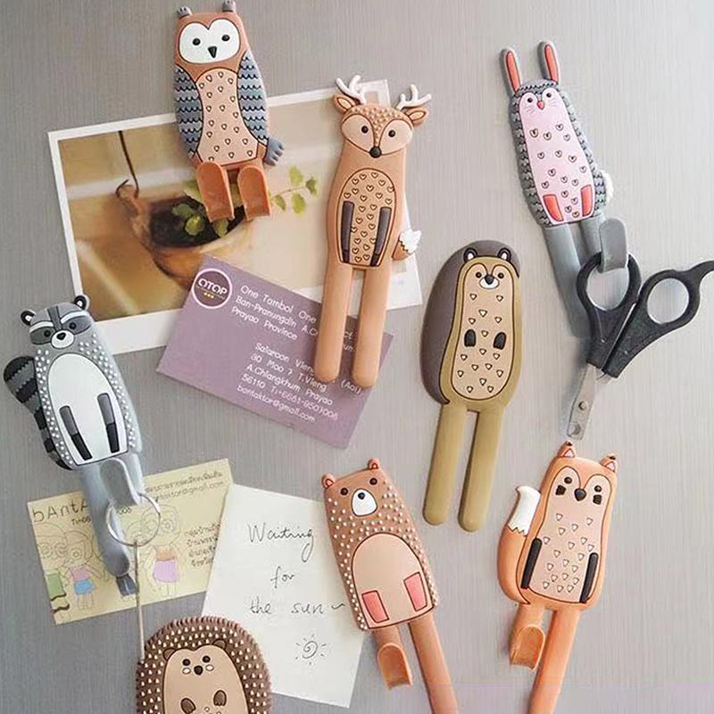 Cute Magnetic Hooks Removable Fridge Sticker Refrigerator Message Magnet Coat Hanger Key Holder Storage Hook