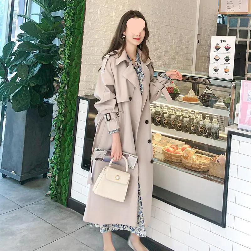 2025 Spring Drape Trench Coat: Women's Mid-Length, Over-the-Knee, British Style, Modern Goddess Elegance.