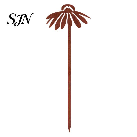Rust Colored Garden Accents Rusty Silhouette Stake, Rustic Flower Pot Insert for Patio, Vintage Metal Stakes Bird Bee Butterfly And Ladybug