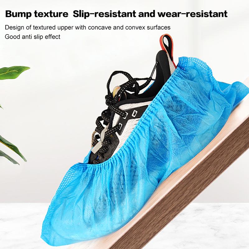 100Pcs Disposable Waterproof Shoe Cover Non-Slip Foot Cover Indoor Non-Woven Fabric Padded Overshoes Rain Mud-Proof Shoe Cover